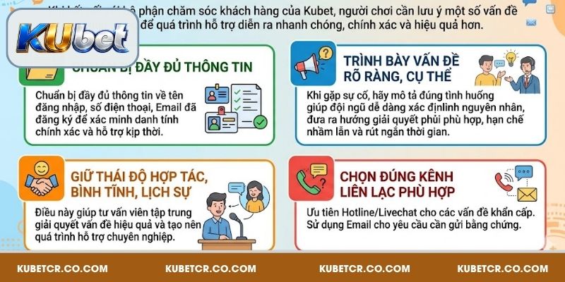 Liên Hệ Kubet - Dịch Vụ Hỗ Trợ Tận Tâm, Chuyên Nghiệp 24/7 3 Khi liên lạc tới tư vấn viên Kubet bạn cần chú ý một số vấn đề