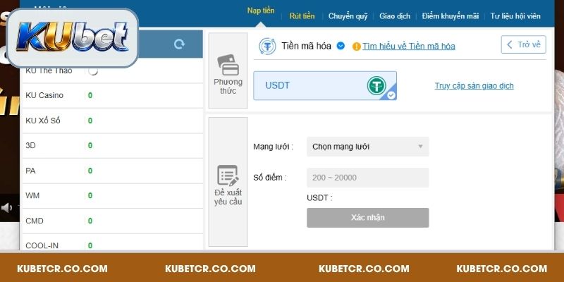 Nạp Tiền Kubet – Hướng Dẫn Thực Hiện Với 4 Phương Thức 3 Nạp thông qua tiền mã hóa bảo mật, tiện lợi