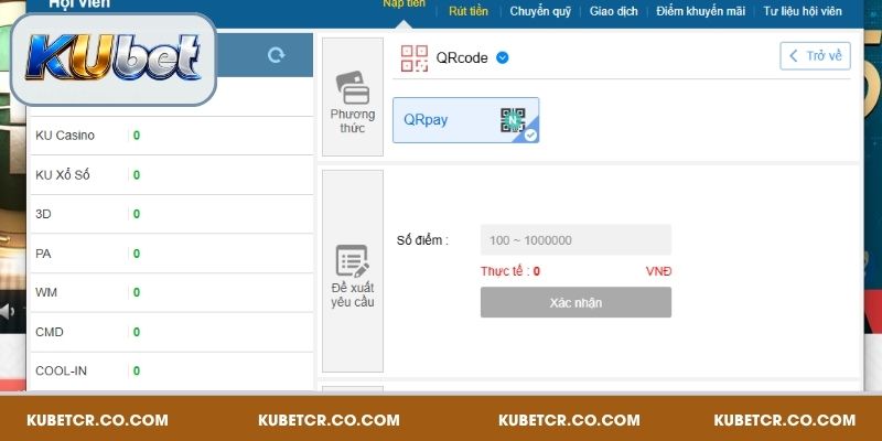 Nạp Tiền Kubet – Hướng Dẫn Thực Hiện Với 4 Phương Thức 1 Nạp tiền Kubet thông qua QR code cực đơn giản