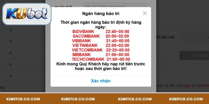 Rút Tiền Kubet Siêu Nhanh Chỉ 1 Đến 5 Phút Là Hoàn Tất! 3 Người chơi nên rút tiền trước hoặc thời gian bảo trì để giao dịch diễn ra thuận lợi